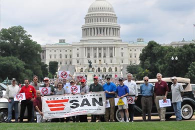Members of the Antique Automobile Club of America (AACA)/SEMA Action Network (SAN) drove their collector vehicles to the United States Capitol building in Washington, D.C., to warn Congress of risks posed by ethanol-blended gasoline to older cars and motorcycles. Their message was clearhit the brakes on ethanol.